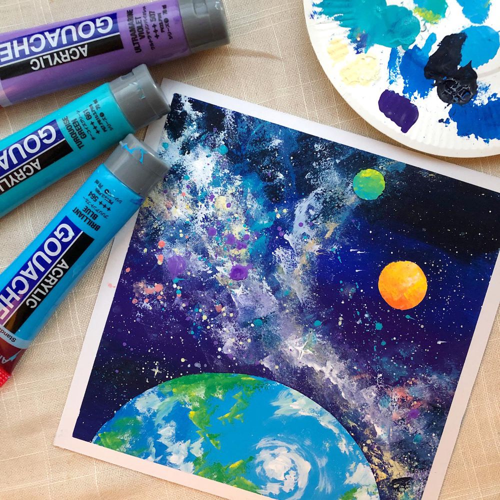 絵画☆原画（1点限り）「Univers（宇宙）」（アクリル水彩画
