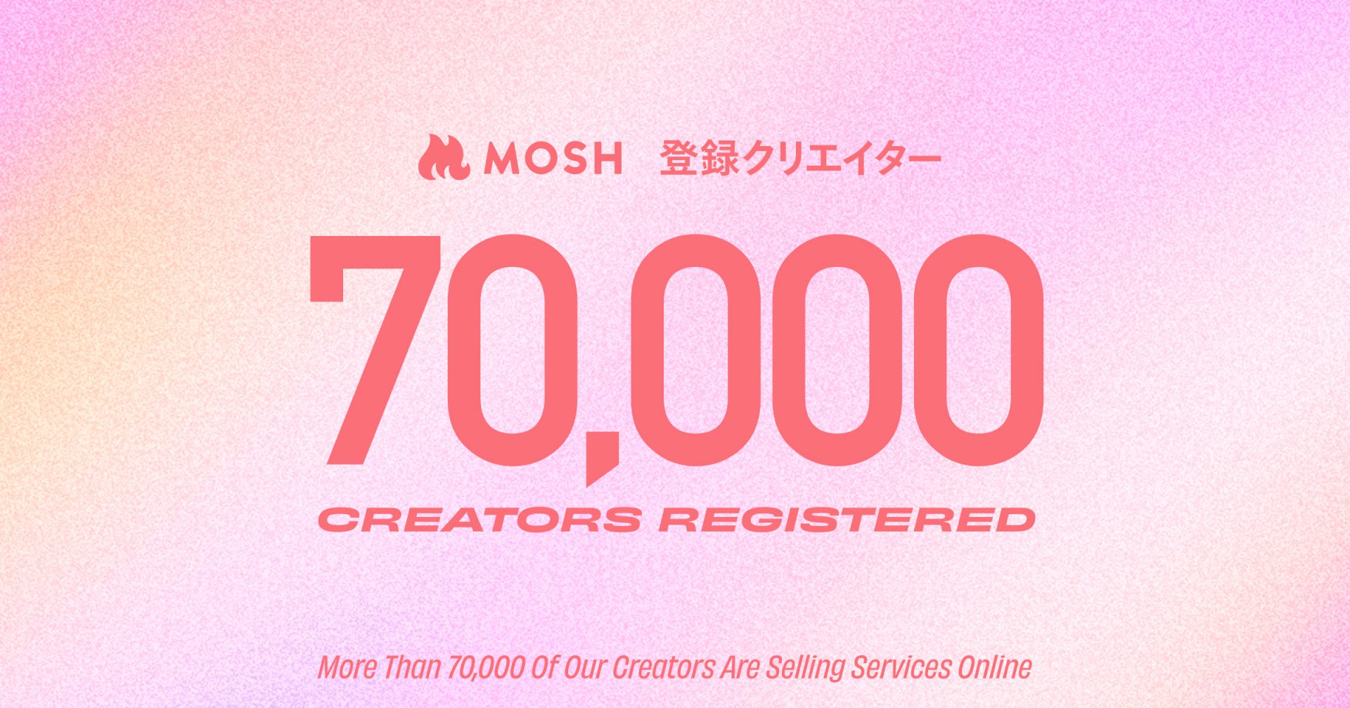 ネットでサービスが売れるMOSH、登録クリエイター数70,000人を突破！GMV昨対比300%、累計サービス購入数は140万件以上に | MOSH  Magazine